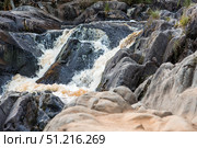 Akhinkoski Waterfalls or Ruskeala Waterfalls on the Tohmajoki River. Russia, Republic of Karelia. Стоковое фото, фотограф Photojuli / Фотобанк Лори