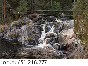 Akhinkoski Waterfalls or Ruskeala Waterfalls on the Tohmajoki River. Russia, Republic of Karelia. Стоковое фото, фотограф Photojuli / Фотобанк Лори
