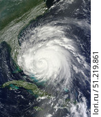 Satellite view of Hurricane Irene over the Bahamas. Stocktrek Images, Inc./TASS (2011 год). Стоковое фото, агентство ТАСС / Фотобанк Лори