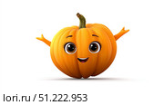 pumpkin with a cheerful face 3d character, transparent backgroun. Стоковое AI-изображение, AI-художник ALLA YURTAYEVA / Фотобанк Лори