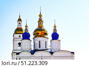 Купола Софийско-Успенского кафедрального собора Тобольского кремля вечером. Город Тобольск. Стоковое фото, фотограф Александр Тараканов / Фотобанк Лори