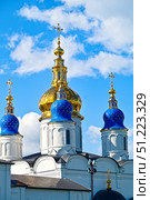 Купола Софийско-Успенского кафедрального собора Тобольского кремля вечером. Город Тобольск. Стоковое фото, фотограф Александр Тараканов / Фотобанк Лори
