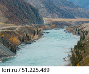 View on Katun river and Chuisky Trakt, Altai Mountains. Стоковое фото, фотограф Ольга Сергеева / Фотобанк Лори