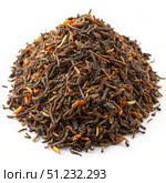 Roasted Darjeeling Tea Leaves On White Background. Generative AI. Стоковое AI-изображение, AI-художник Roman Zavorotny / Фотобанк Лори