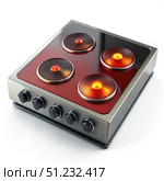 Modern Induction Stovetop With Four Heating Elements. Generative AI. Стоковое AI-изображение, AI-художник Roman Zavorotny / Фотобанк Лори