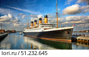 The Titanic Replica Docked in Southampton Harbor. Generative AI. Стоковое AI-изображение, AI-художник Roman Zavorotny / Фотобанк Лори