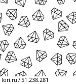 Seamless pattern of hand drawn diamonds. Doodle gem stones vector background. Easy to edit template for fabric, textile, wrapping paper, etc. Стоковая иллюстрация, иллюстратор Вера Федорова / Фотобанк Лори