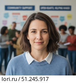 Profession social worker - portrait young woman in office. Generated by AI. Стоковое AI-изображение, AI-художник Андрей Аркуша / Фотобанк Лори