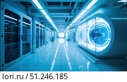 Server room hosting quantum computer in futuristic datacenter technology hub. Стоковое фото, фотограф David Kashakhi / Фотобанк Лори