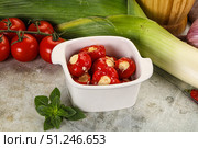 Sweet piquant cherry pepper stuffed cheese. Стоковое фото, фотограф Андрей Старостин / Фотобанк Лори