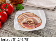 Iralian pancetta sausage pork meat. Стоковое фото, фотограф Андрей Старостин / Фотобанк Лори