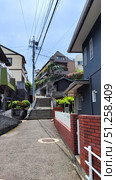 Nagasaki, Japan - May 12, 2025. Road in Residential area. Стоковое фото, фотограф Константин Никитеев / Фотобанк Лори