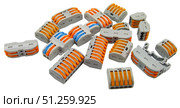 Соединители проводов без пайки на белом фоне. Push-wire connector  on white background. Стоковое фото, фотограф Татьяна Д / Фотобанк Лори