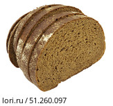 Ломтики ржаного черного хлеба на белом фоне. Rye black bread slices isolated on white background. Стоковое фото, фотограф Татьяна Д / Фотобанк Лори