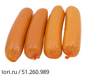 Сырые сосиски в натуральной оболочке на белом фоне. Uncooked sausages in natural shell isolated on white. Стоковое фото, фотограф Татьяна Д / Фотобанк Лори