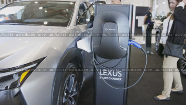 12 MAY 2023, Lisbon, Portugal: Electric car Show in International Fair of Lisbon - Lexus smart charger. Редакционное видео, видеограф Константин Шишкин / Фотобанк Лори
