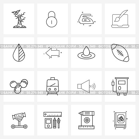 16 Universal Icons Pixel Perfect Symbols of design, laptop, iron, graphics, computer Vector Illustration. Стоковая иллюстрация, агентство Ingram Publishing / Фотобанк Лори