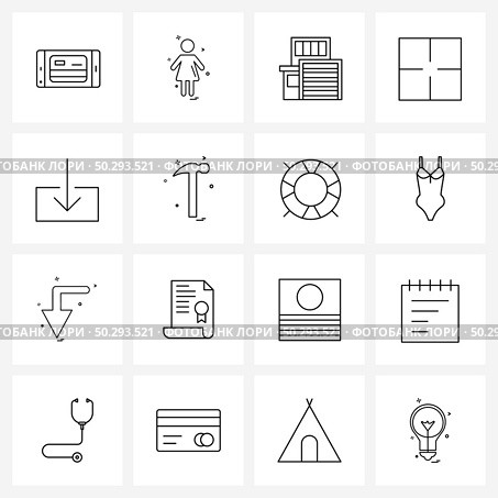 16 Universal Line Icon Pixel Perfect Symbols of aim, cursor, ladies, select, oil Vector Illustration. Стоковая иллюстрация, агентство Ingram Publishing / Фотобанк Лори