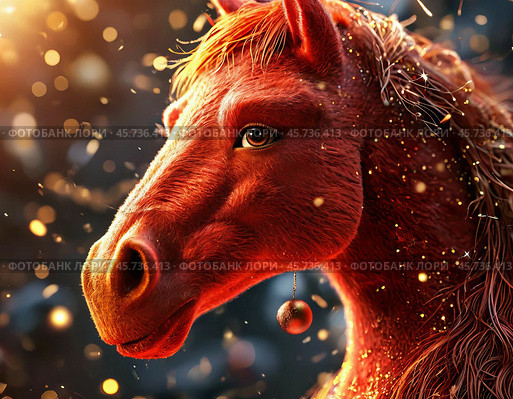2026 is the year of the red fire Horse according to the eastern calendar. In Chinese tradition, fire is associated with life, vitality and light. Стоковое AI-изображение, AI-художник Сергей Елизарьев / Фотобанк Лори
