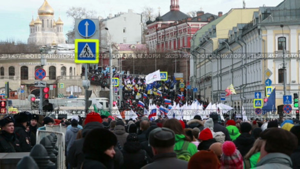 26 февраля 2017 года - марш памяти Бориса Немцова в Москве. Редакционное видео, видеограф Овсеенко Надежда / Фотобанк Лори