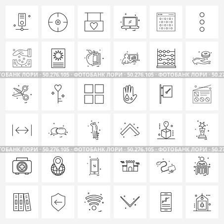 36 Interface Line Icon Set of modern symbols on web, binary, romantic, data, tech Vector Illustration. Стоковая иллюстрация, агентство Ingram Publishing / Фотобанк Лори