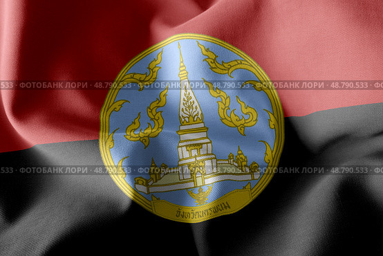 3D illustration flag of Nakhon Phanom is a province of Thailand. Стоковое фото, фотограф Максим Гребешков / Фотобанк Лори