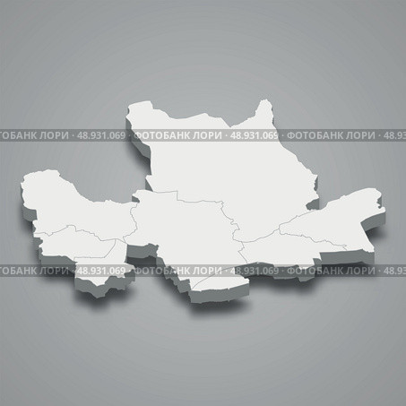 3d isometric map of East Dunbartonshire is a region of Scotland, Стоковая иллюстрация, иллюстратор Максим Гребешков / Фотобанк Лори
