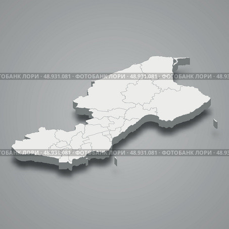 3d isometric map of Fife is a region of Scotland, Стоковая иллюстрация, иллюстратор Максим Гребешков / Фотобанк Лори