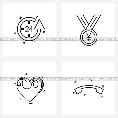 4 Editable Vector Line Icons and Modern Symbols of time, investment, minutes, currency, love Vector Illustration. Стоковая иллюстрация, агентство Ingram Publishing / Фотобанк Лори