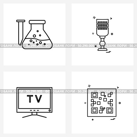 4 Universal Icons Pixel Perfect Symbols of beaker, media, science, tools, board game Vector Illustration. Стоковая иллюстрация, агентство Ingram Publishing / Фотобанк Лори