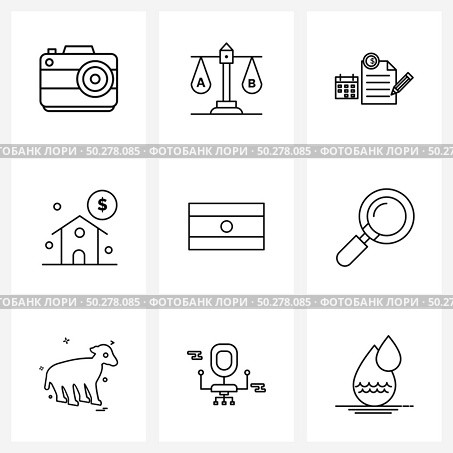 9 Interface Line Icon Set of modern symbols on Indian, flag, pen, day, home Vector Illustration. Стоковая иллюстрация, агентство Ingram Publishing / Фотобанк Лори