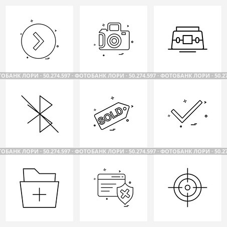 9 Universal Icons Pixel Perfect Symbols of tag, disconnect, photo, bluetooth, beauty Vector Illustration. Стоковая иллюстрация, агентство Ingram Publishing / Фотобанк Лори