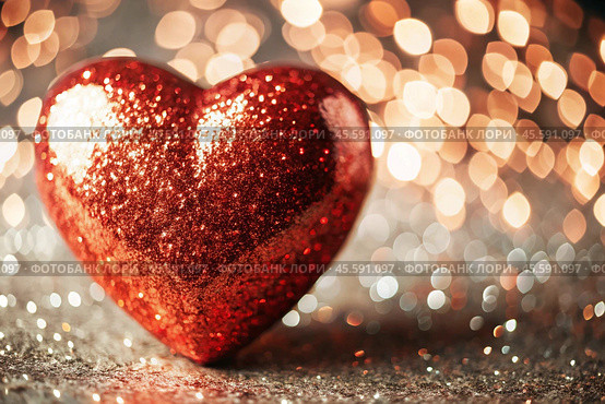A banner for Valentine's Day. A red heart with festive lights on the sides in the background. A mock-up of an invitation card for a Valentine's Day party, a place to copy. Стоковое AI-изображение, AI-художник Photojuli / Фотобанк Лори