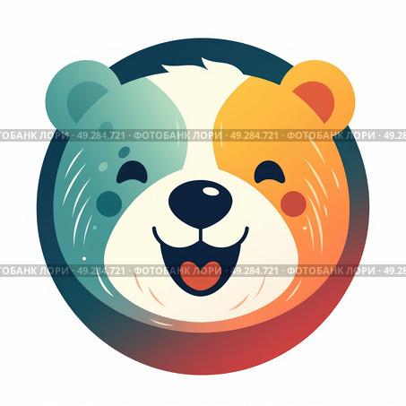 A bears head centered in the frame, surrounded by a circle. Стоковое AI-изображение, AI-художник Данила Большаков / Фотобанк Лори