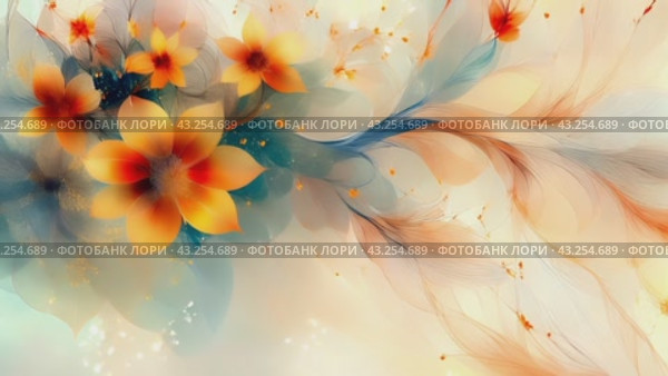 A close up of a beautiful painting featuring flowers on a plain white background. Стоковое AI-видео, аниматор Юрий Поздников / Фотобанк Лори