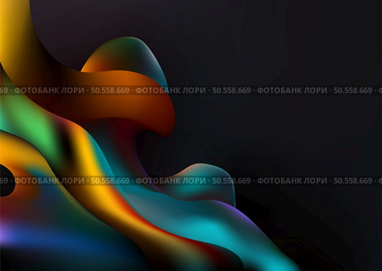 A colorful abstract liquid swirl against a dark background. Vector illustration. vector-apr-2024-2. Стоковая иллюстрация, агентство Ingram Publishing / Фотобанк Лори