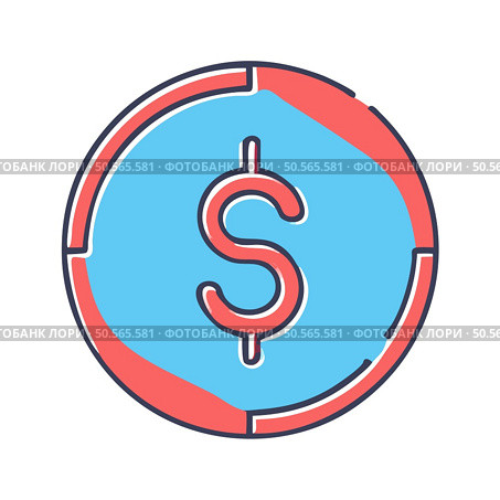 A colorful and stylized icon featuring a dollar sign within a circular frame. Perfect for representing money. finance. or business. Стоковая иллюстрация, агентство Ingram Publishing / Фотобанк Лори
