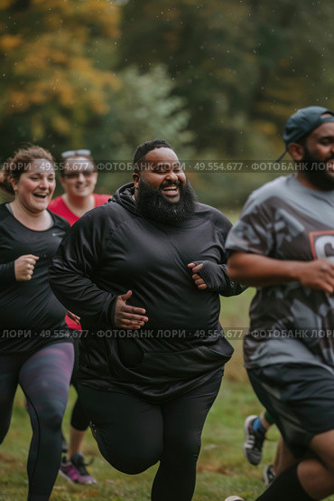 A dynamic scene featuring a group of people sprinting in a competitive race, showcasing determination and athleticism. Стоковое AI-изображение, AI-художник Данила Большаков / Фотобанк Лори