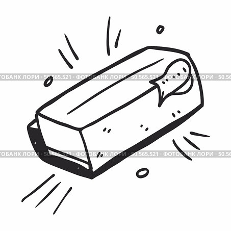 A hand drawn illustration of a flying eraser with a fish tail. perfect for adding a fun and quirky touch to your projects. Стоковая иллюстрация, агентство Ingram Publishing / Фотобанк Лори