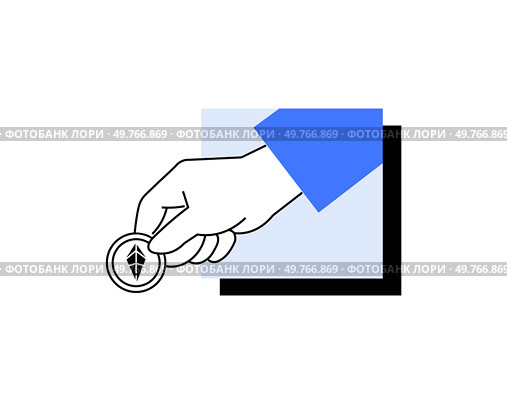 A hand holding a cryptocurrency coin with a leaf symbol, symbolizing eco-friendly digital currencies. Applicable in cryptocurrency, eco-friendly finance, blockchain, digital money, and green economy.. Hand holding cryptocurrency coin with a leaf symbol, representing eco-friendly digital currencies. Стоковая иллюстрация, агентство Ingram Publishing / Фотобанк Лори