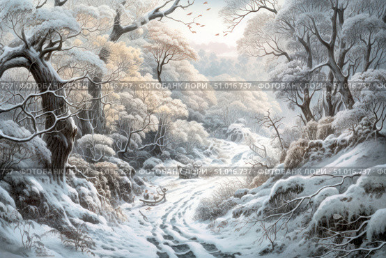 A mystical digital illustration of a woman with loose dark hair against a fiery red sky and swirling clouds. Her gaze is lowered, her face is calm and graceful, and scarlet petals are tangled in her thick hair. The girl's silhouette is emphasized by the light coming from the depths of the composition. Tree branches wrap around the space, creating the effect of a fantastic reality. This picture conveys an atmosphere of mystery, strength, inner fire and magic. Suitable for book design, albums, fantasy projects, covers and interiors. Стоковое AI-изображение, AI-художник Анна Кривицкая / Фотобанк Лори