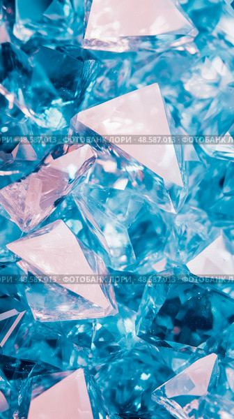 A pile of blue crystal treasures, raw beauty and mineral wealth of nature, a scattering of gem material. Стоковое AI-изображение, AI-художник Данила Большаков / Фотобанк Лори