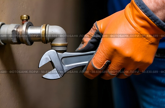 A plumber repairs pipes. Стоковое AI-изображение, AI-художник Галина Эмберг / Фотобанк Лори