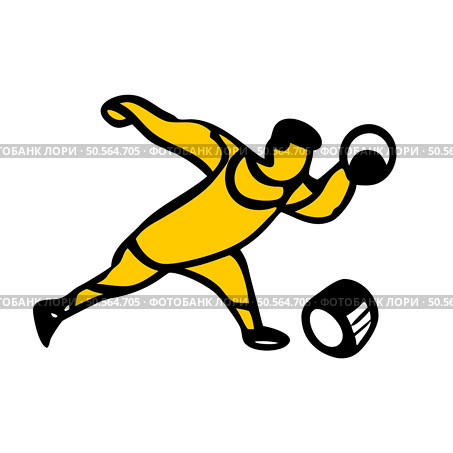 A simple. bold. and playful illustration of a stick figure throwing a ball. Perfect for sports related projects. games. and childrens books. Стоковая иллюстрация, агентство Ingram Publishing / Фотобанк Лори