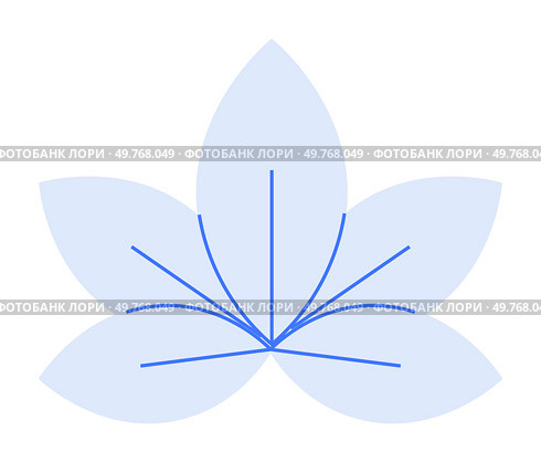 A simple design of a blue flower with five broad petals and thin lines extending from the center. The petals are symmetrically arranged around the central point, emitting a calm and serene vibe. Ideal. Blue Flower with Five Petals and Thin Lines on Light Background for Multiple Creative Uses. Стоковая иллюстрация, агентство Ingram Publishing / Фотобанк Лори