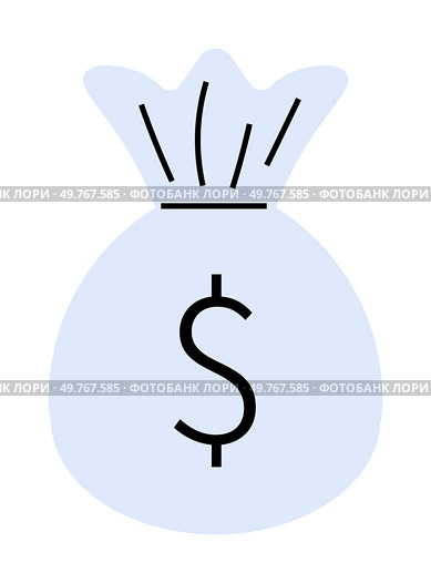 A simple, minimalist money bag with a dollar sign. Ideal for themes of finance, savings, investment, wealth, and prosperity. Clear lines, minimalist style.. Money Bag Icon Representing Wealth, Success, and Financial Gains. Стоковая иллюстрация, агентство Ingram Publishing / Фотобанк Лори