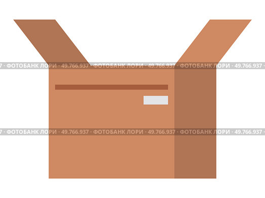 A simple vector illustration of an open cardboard box in light brown colors. This design emphasizes practicality and utility, perfect for themes related to shipping, packaging, or storage.. Open cardboard box vector illustration in light brown shades. Стоковая иллюстрация, агентство Ingram Publishing / Фотобанк Лори