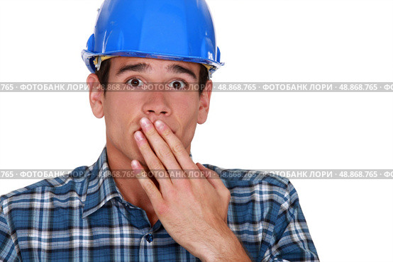 A terror-stricken tradesman. Стоковое фото, агентство Ingram Publishing / Фотобанк Лори