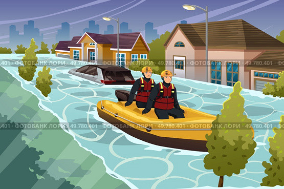 A vector illustration of Flood Natural Disaster. Стоковая иллюстрация, агентство Ingram Publishing / Фотобанк Лори