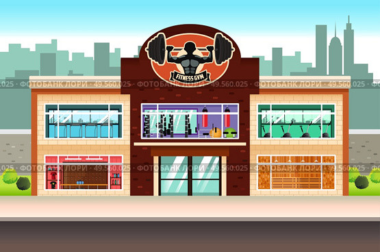 A vector illustration of sport health club or gymnasium. Стоковая иллюстрация, агентство Ingram Publishing / Фотобанк Лори